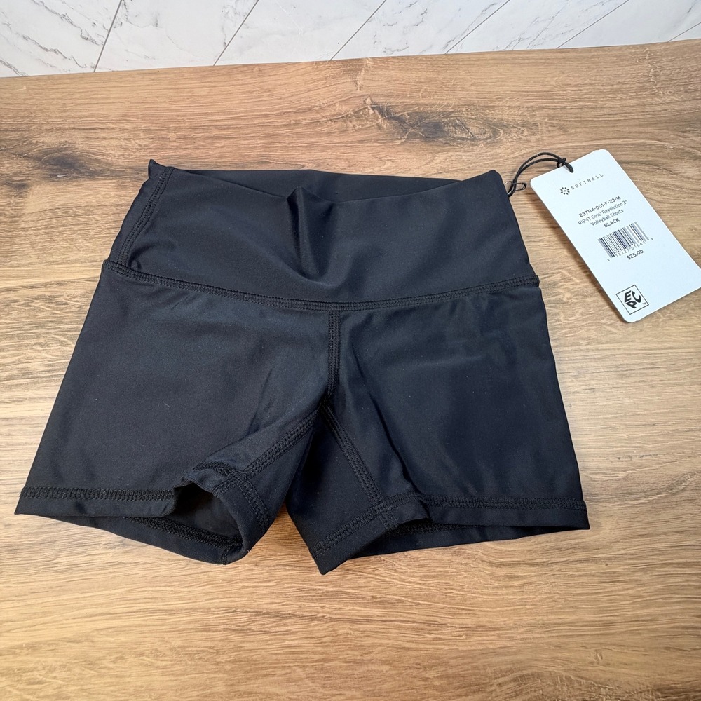 RIP-IT Girls Revolution 3 Volleyball Shorts Black High Rise Size Medium NEW